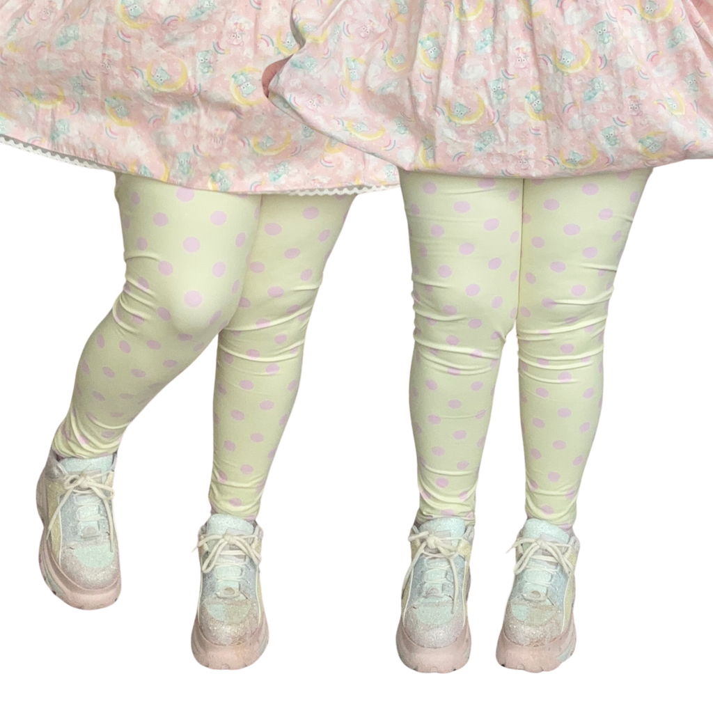 Yellow & Pink Polka Dot Leggings