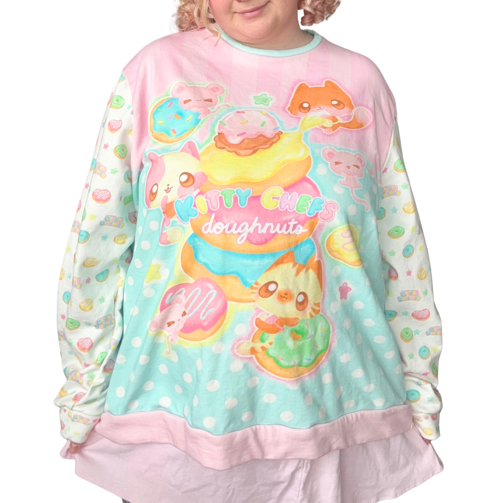 Kitty Chef's Doughnuts Cotton Crewneck Sweatshirt
