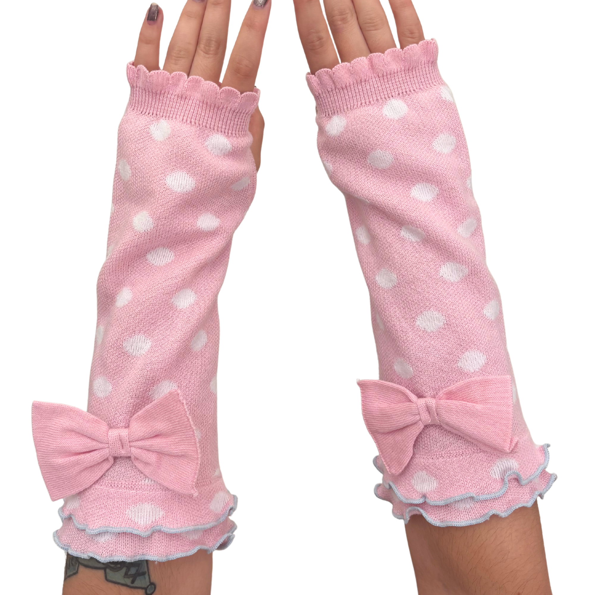 Candy Pink Polka Dot arm & leg warmers
