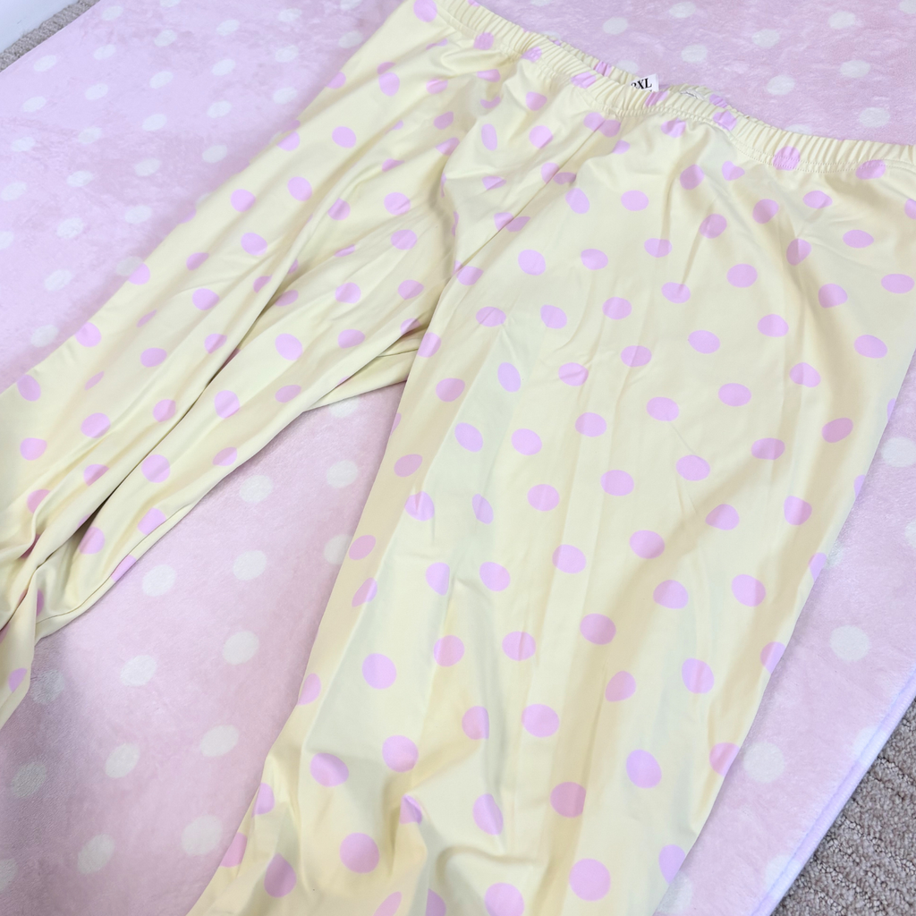 Yellow Pink dot leggings sample - 3X