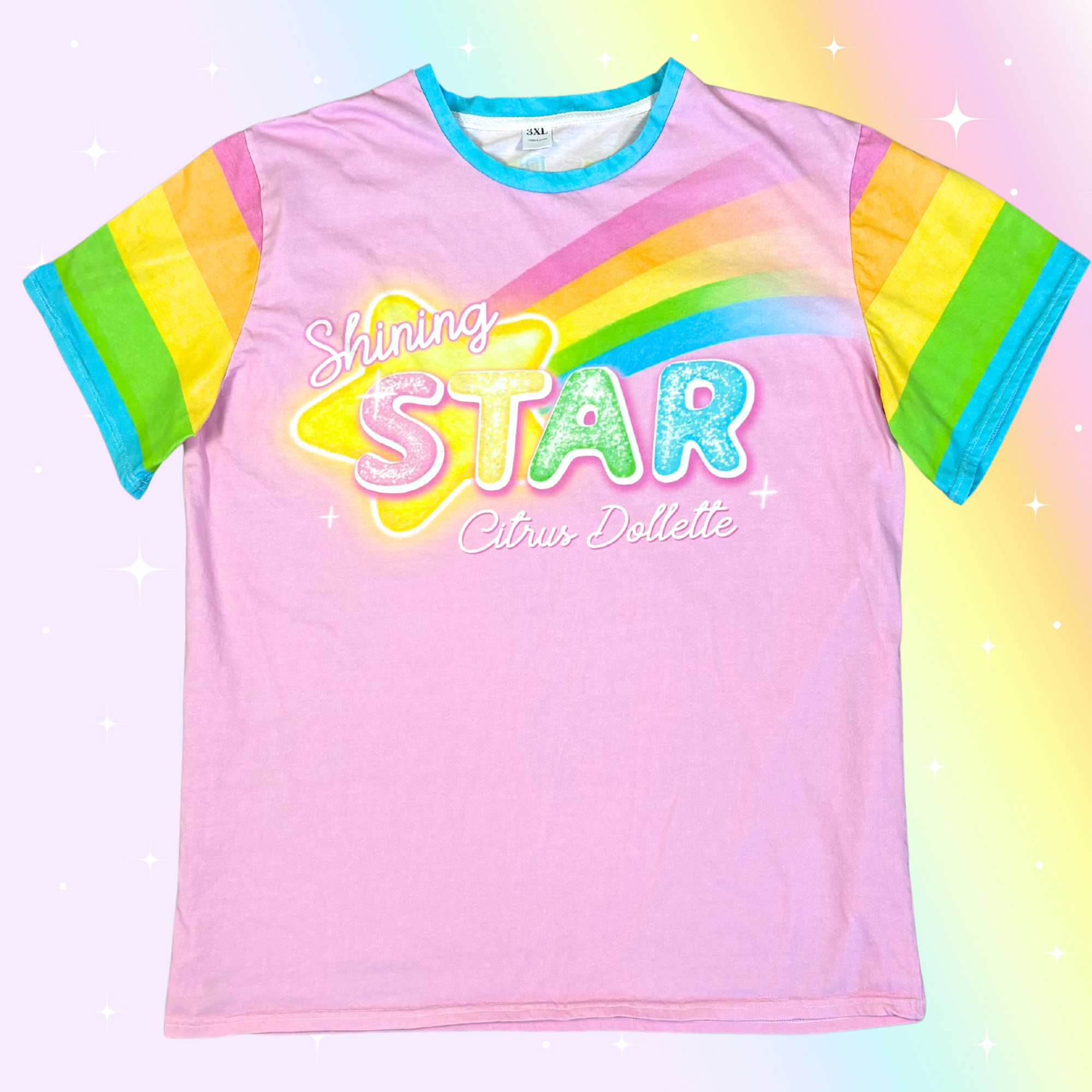 Shining Star Rainbow Cotton T-shirt - Pink