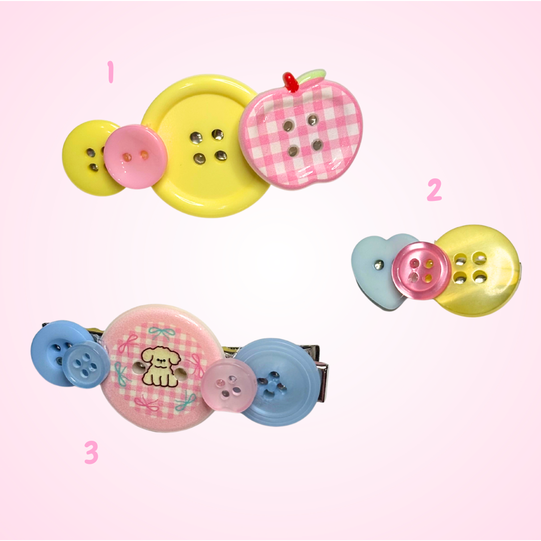 Colorful Button Hair Clips