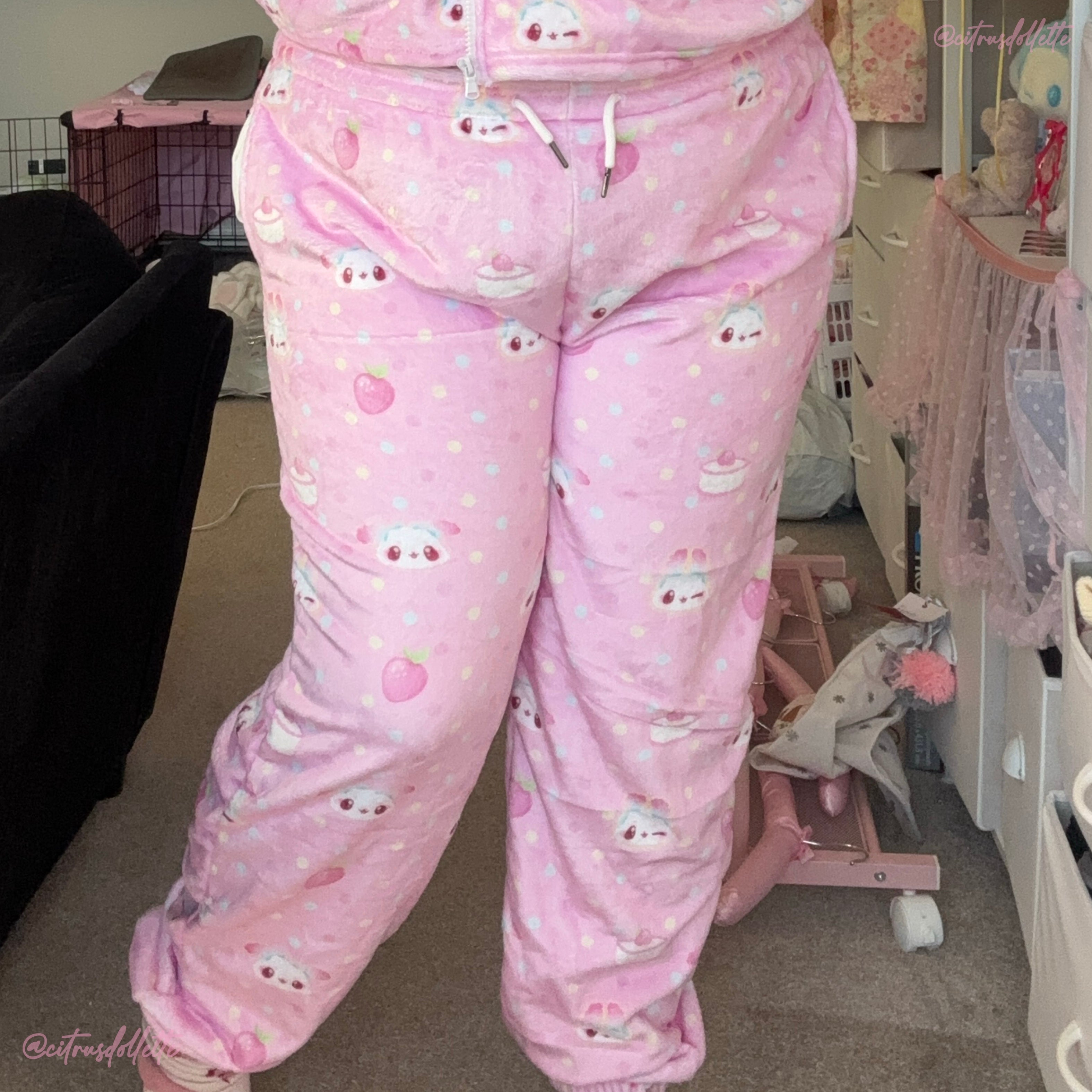 Kawaii Pink Bunny Plush Pants