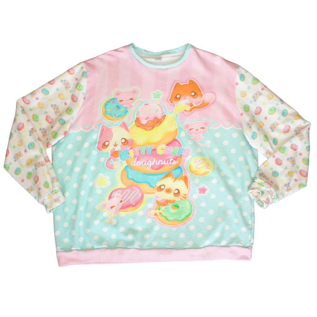 Kitty Chef's Doughnuts Cotton Crewneck Sweatshirt