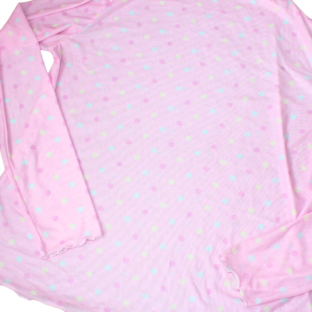 Pink Candy Polka Dot Mesh Shirt