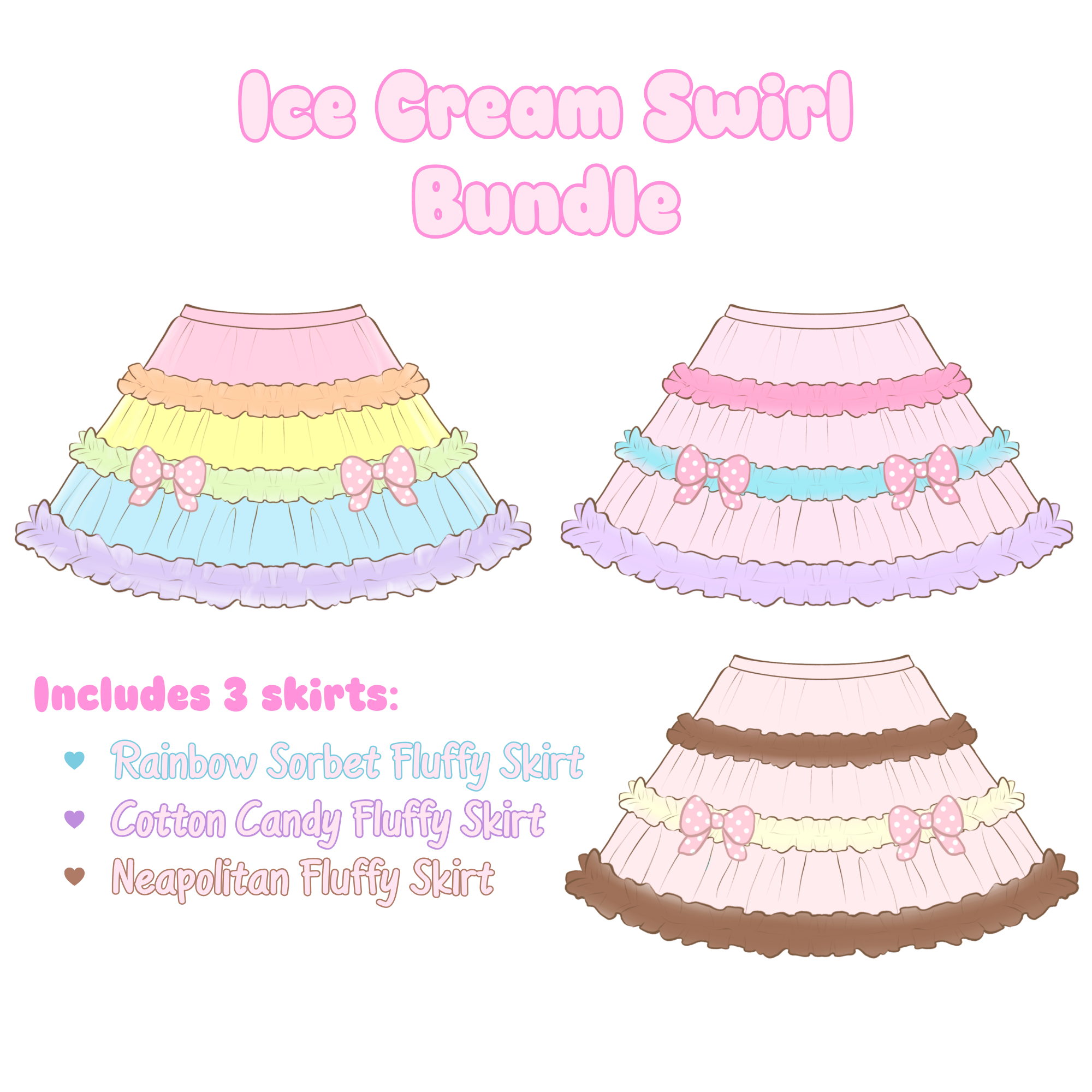 Bundle of 3 Fluffy Skirts Preorder!