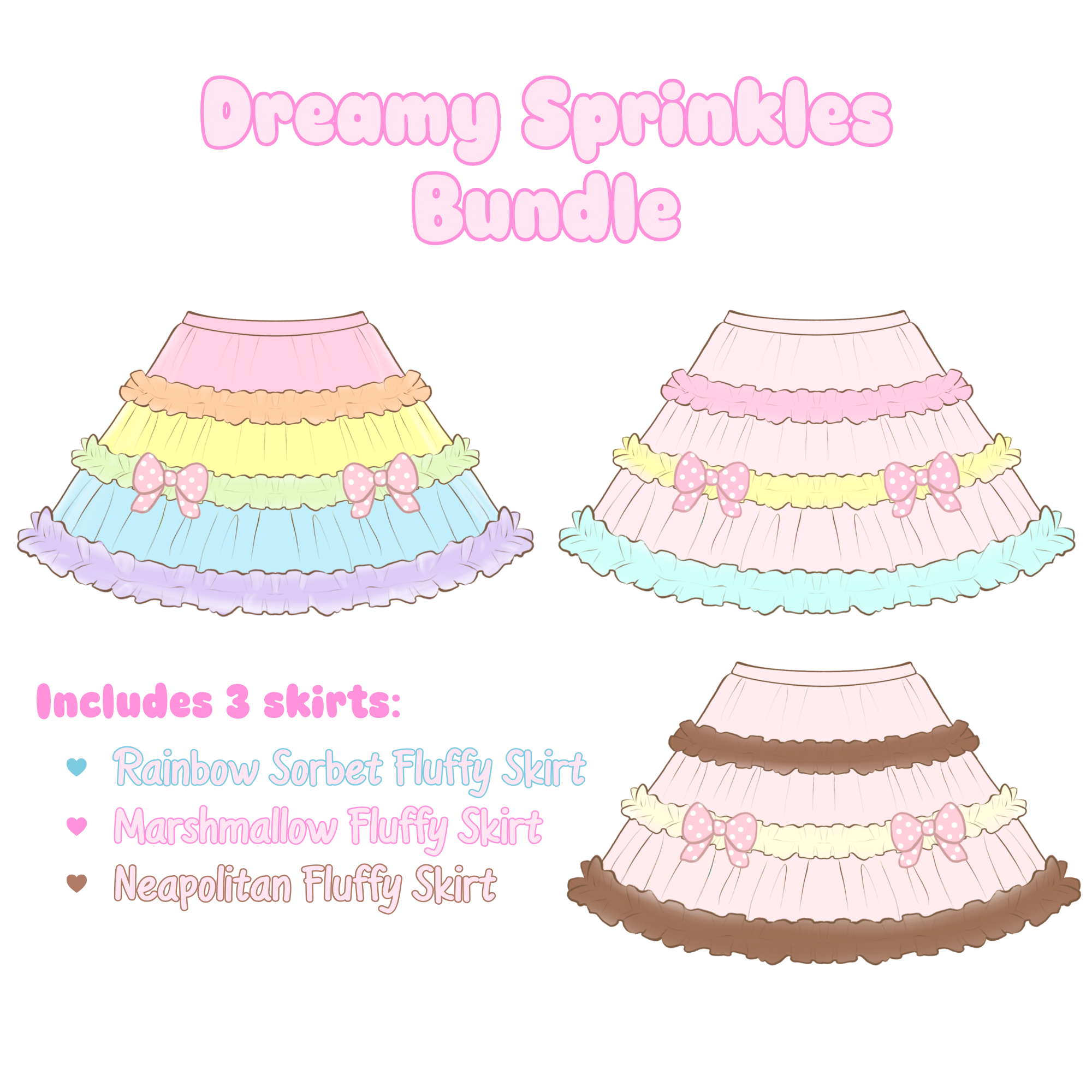 Bundle of 3 Fluffy Skirts Preorder!