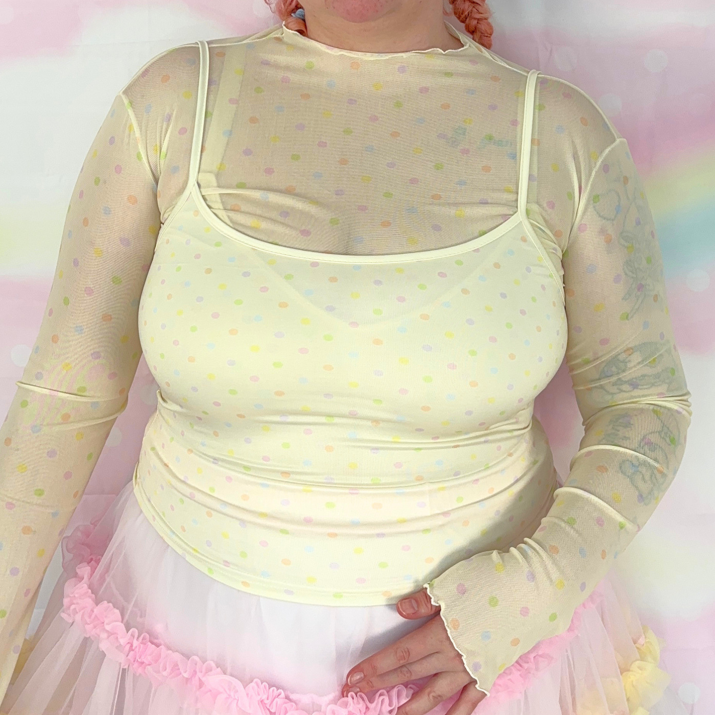 Buttercream Confetti Mesh Top