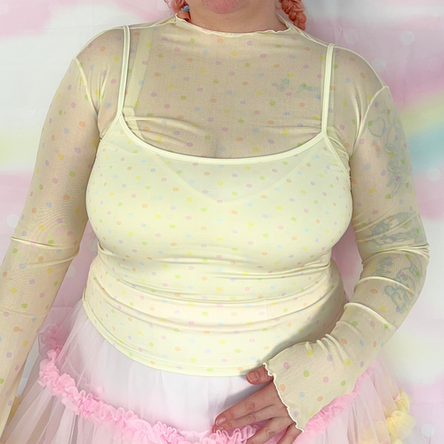 Buttercream Confetti Mesh Top