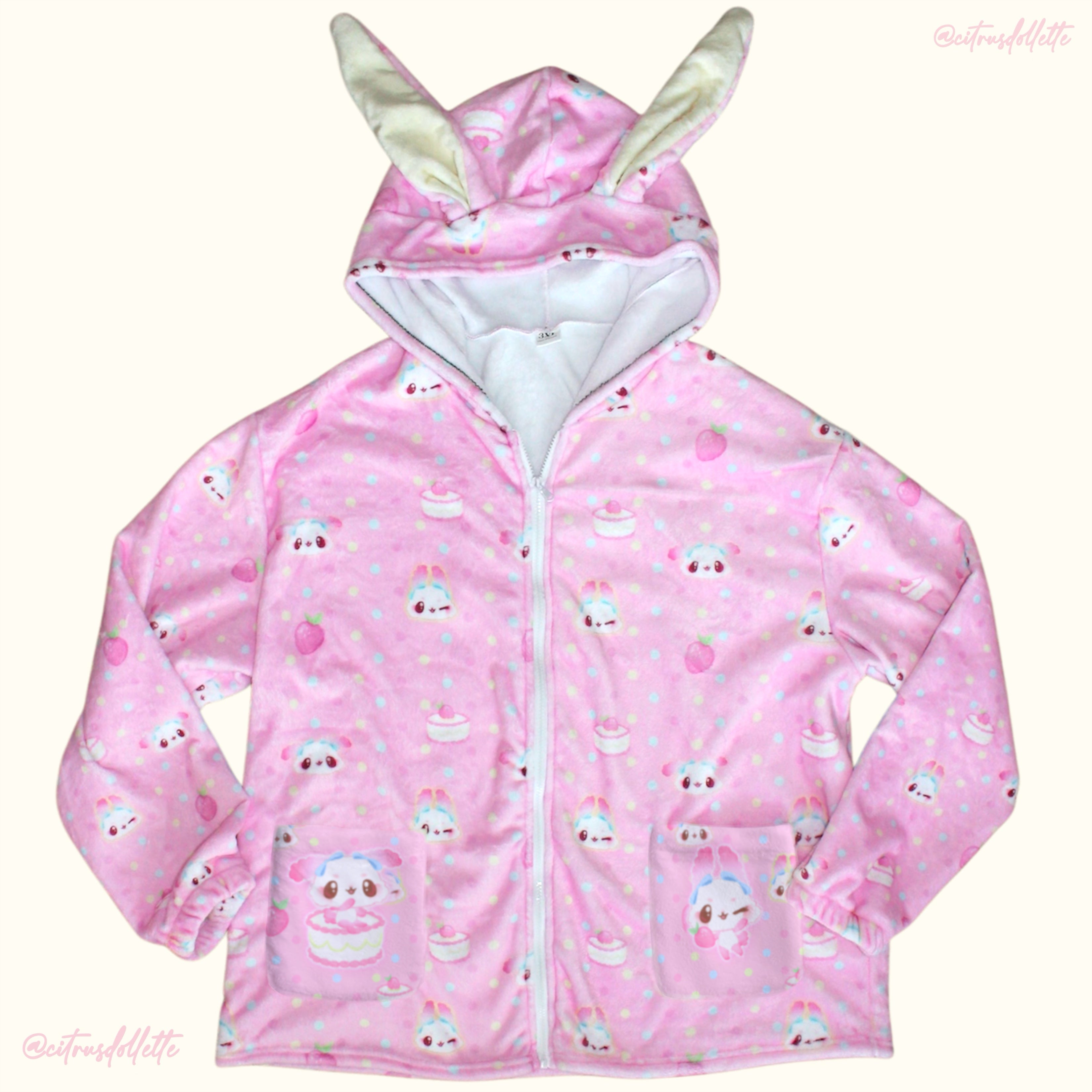 Kawaii Pink Bunny Plush Hoodie