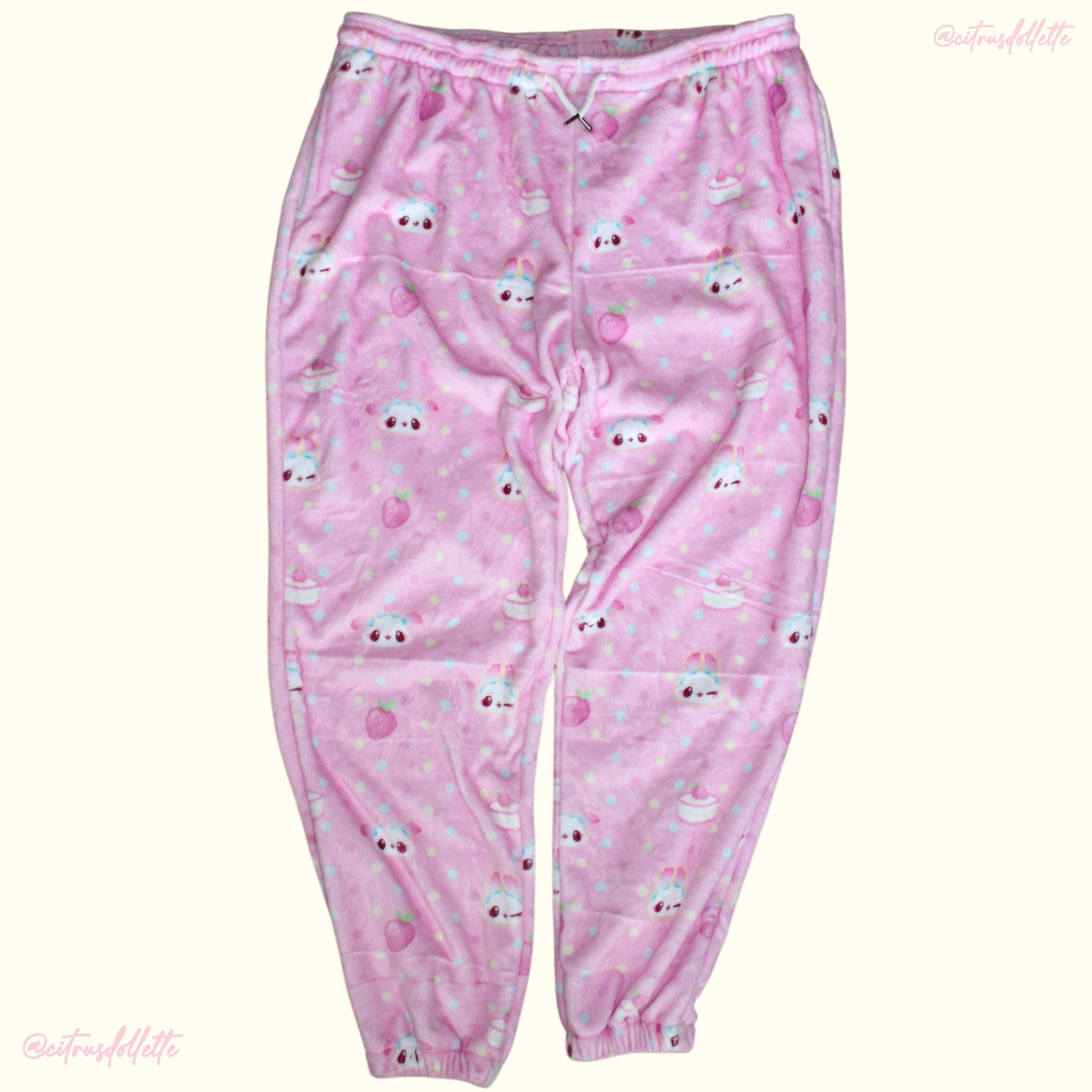 Kawaii Pink Bunny Plush Pants