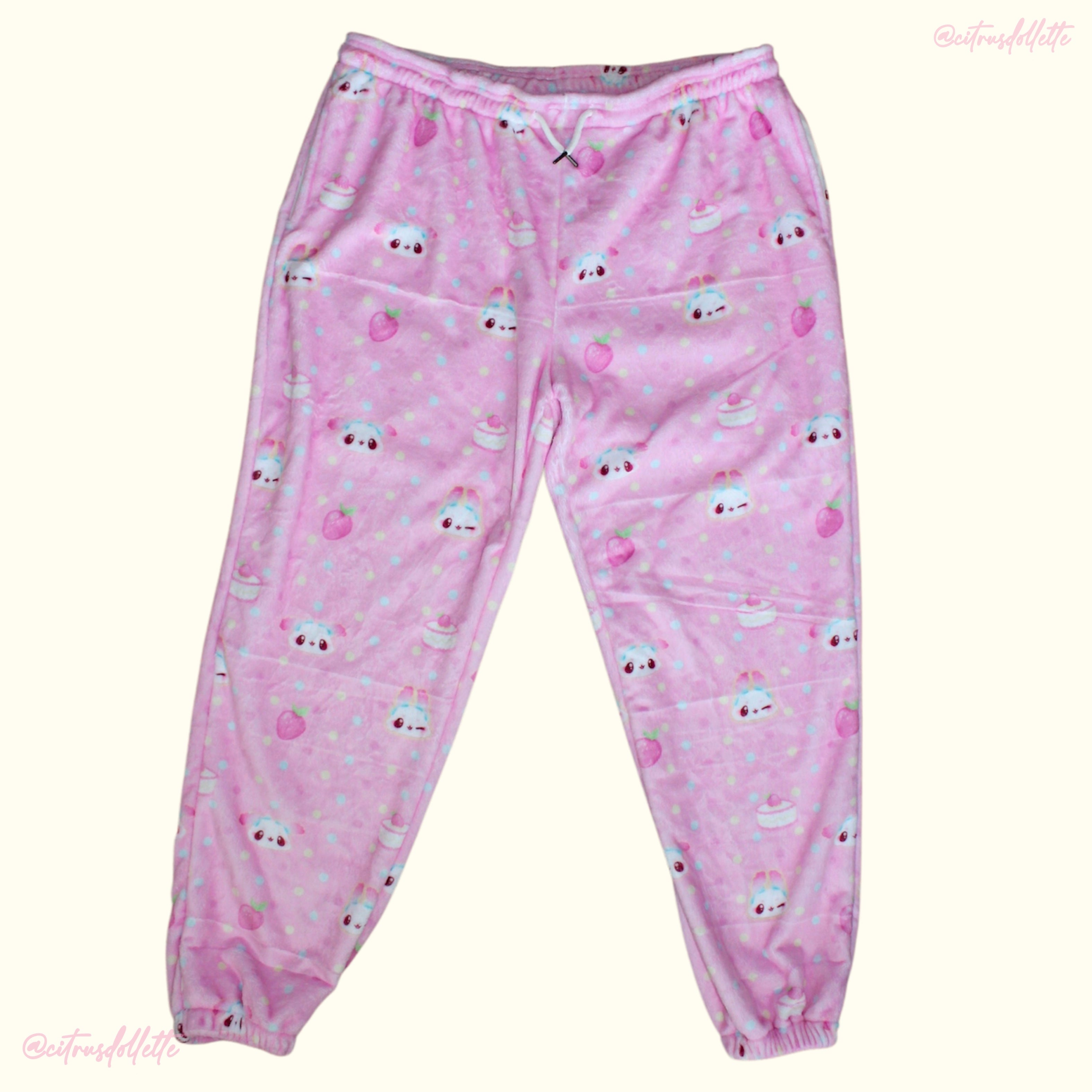Kawaii Pink Bunny Plush Pants