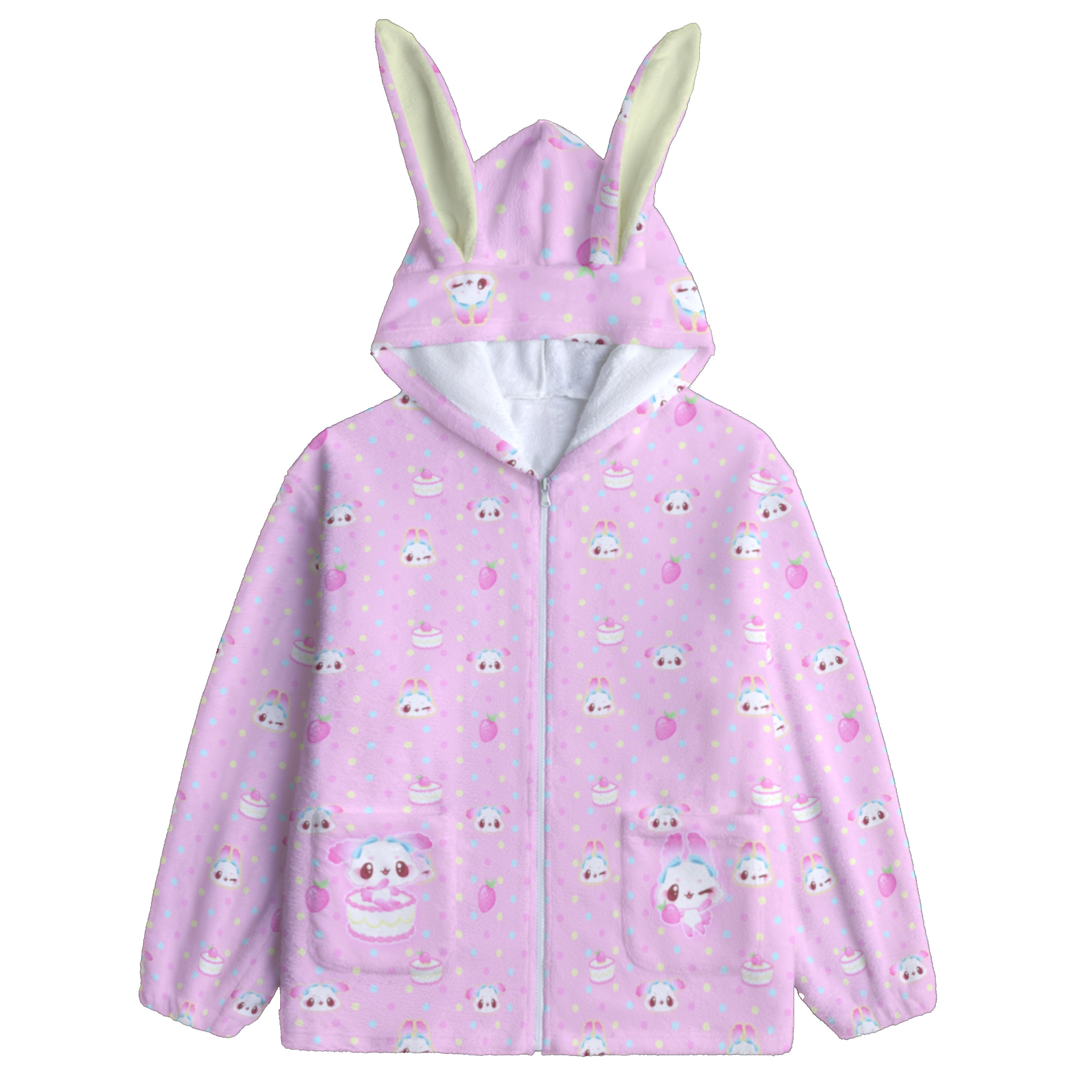 Kawaii Pink Bunny Plush Hoodie