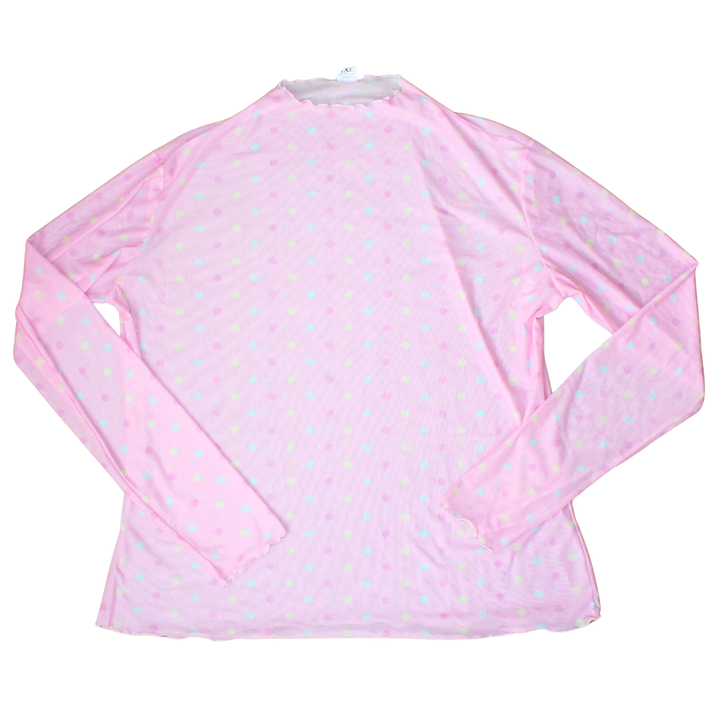 Pink Candy Polka Dot Mesh Shirt