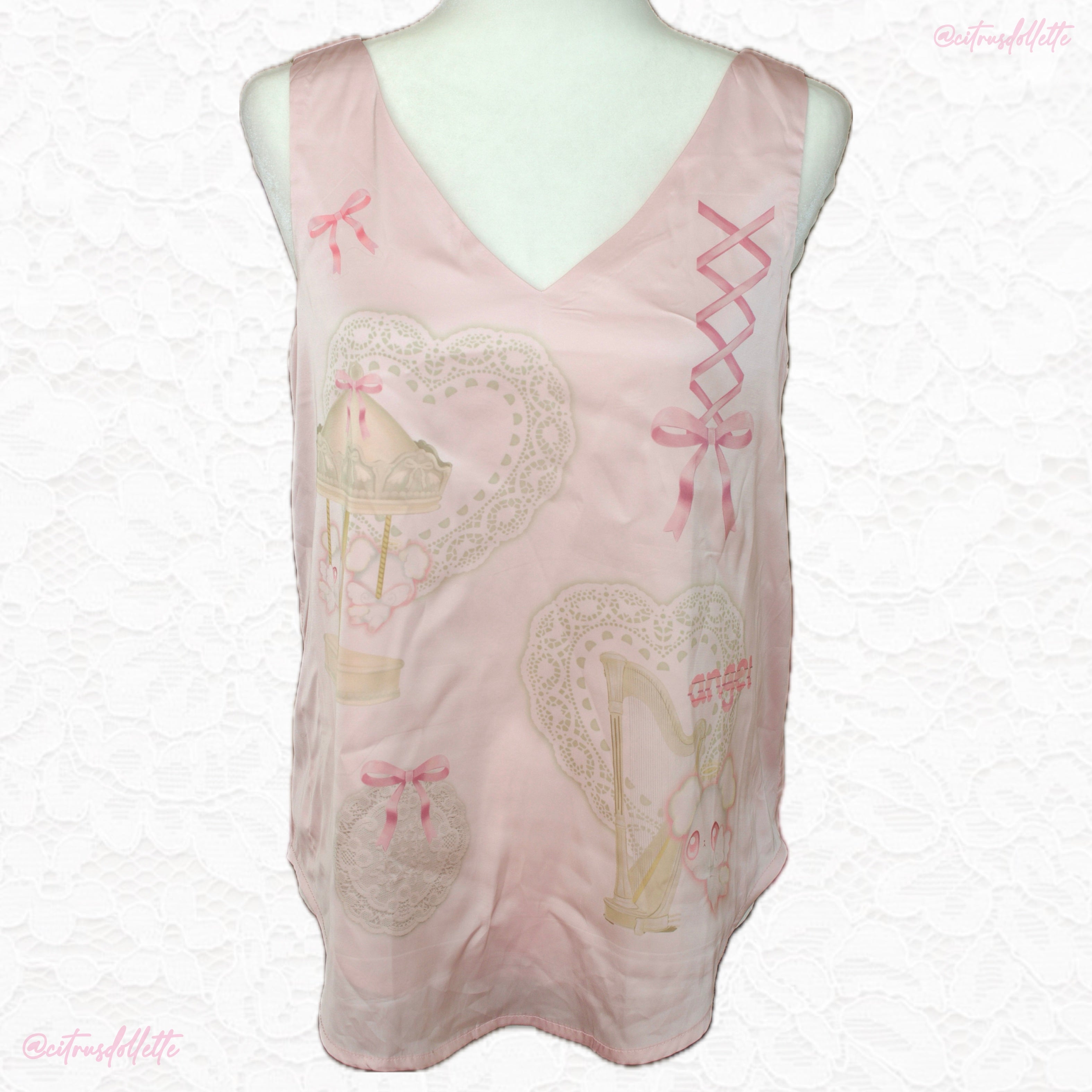 Sweet Angels pink satin tank