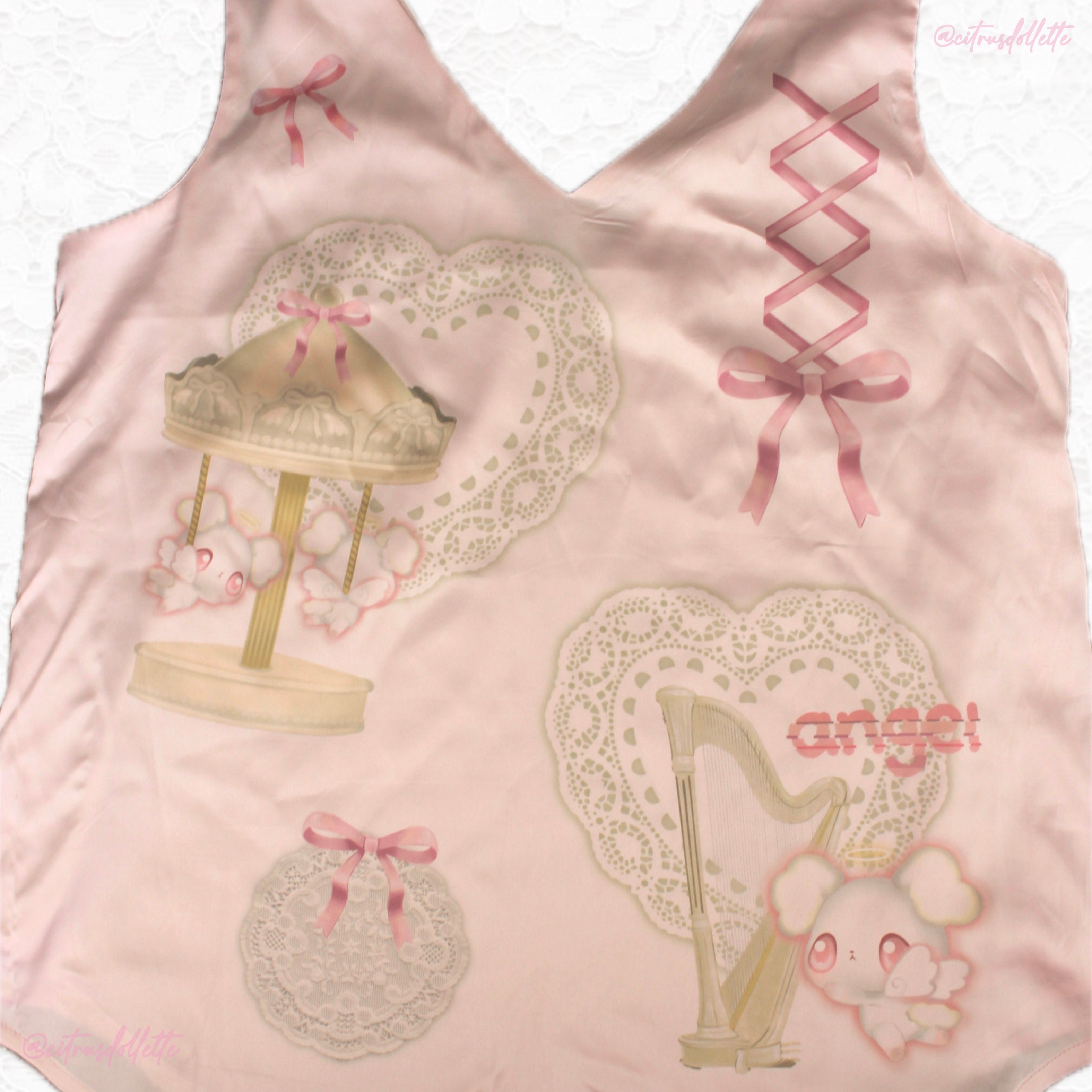 Sweet Angels pink satin tank