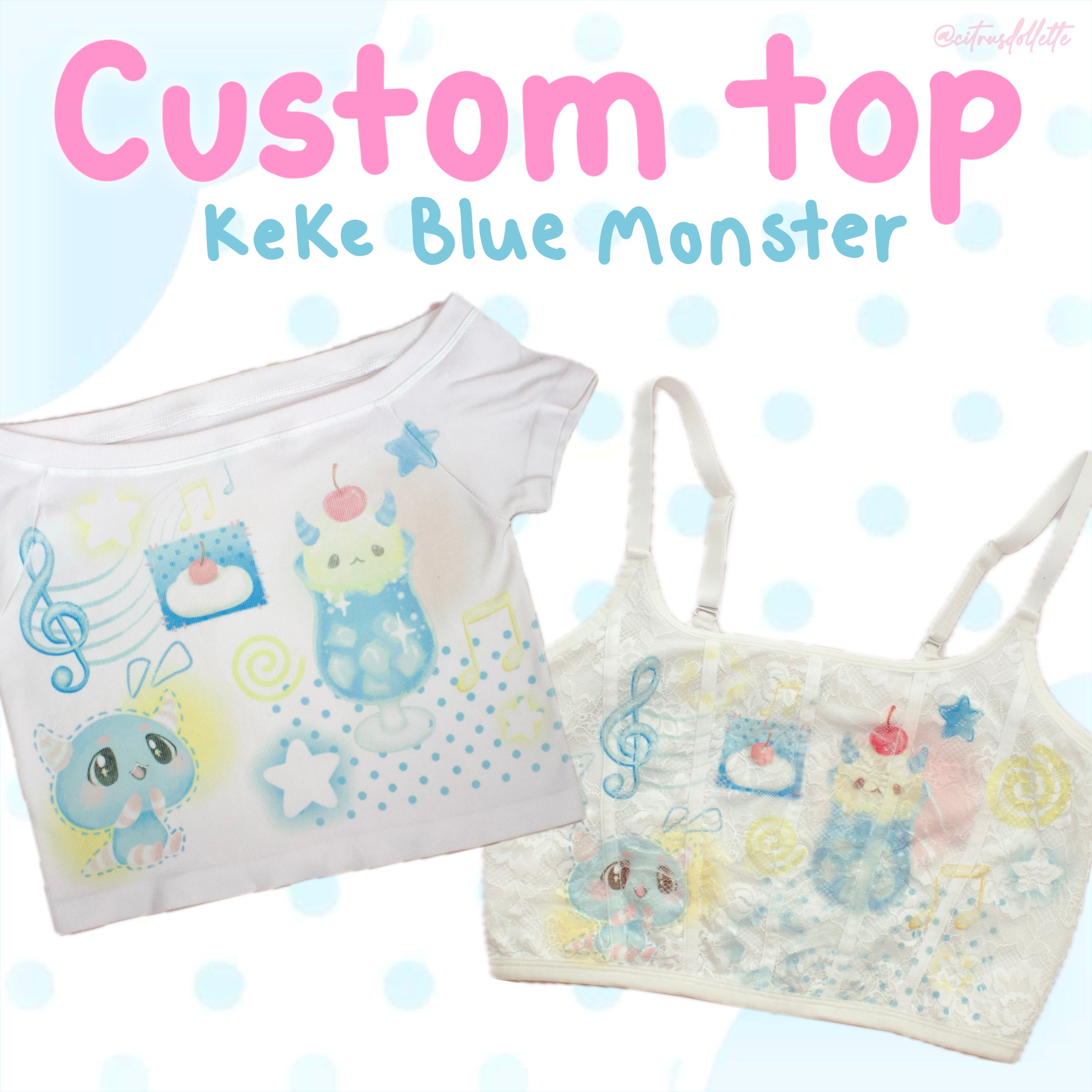 Custom Keke Blue Monster Top