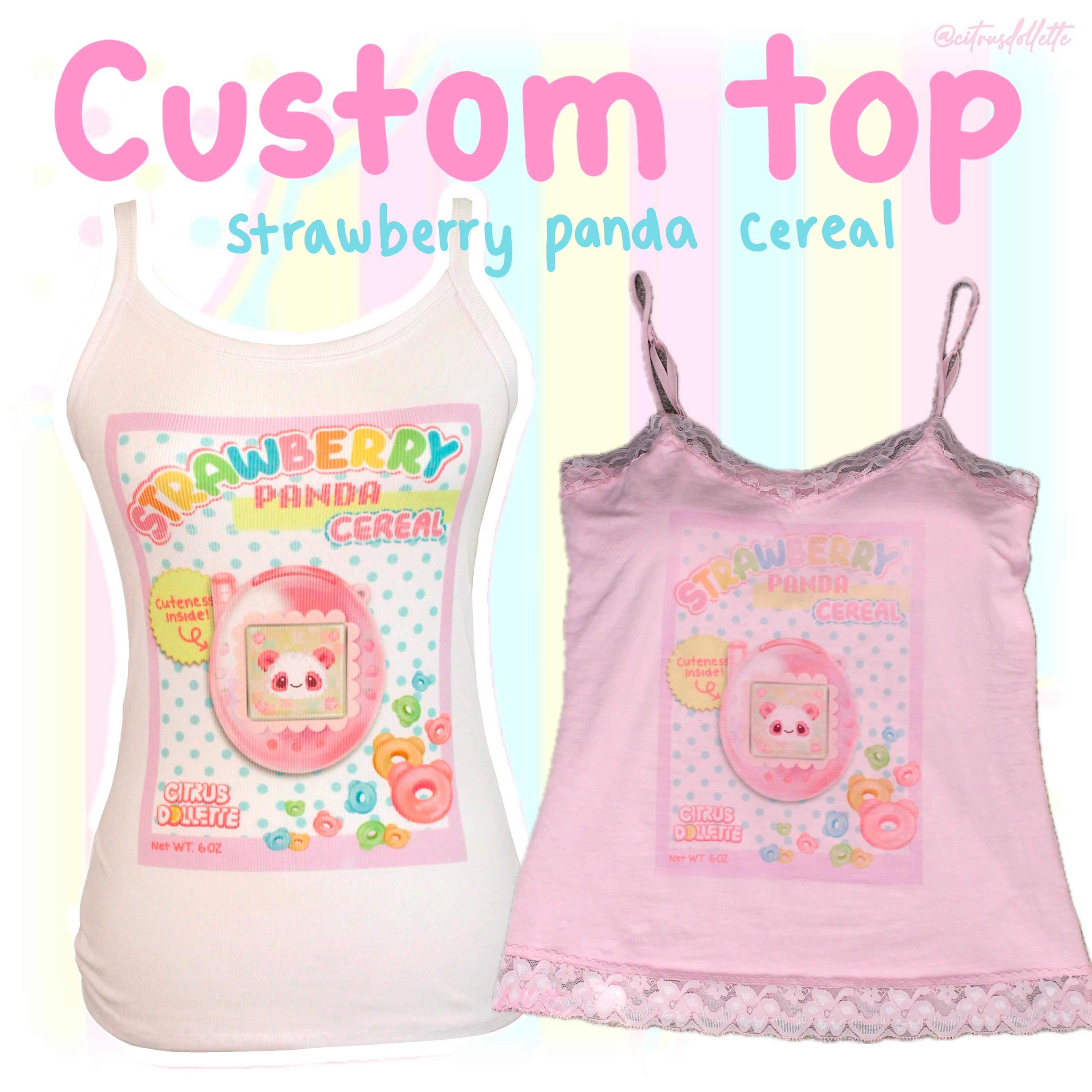 Custom Strawberry Panda Cereal Top