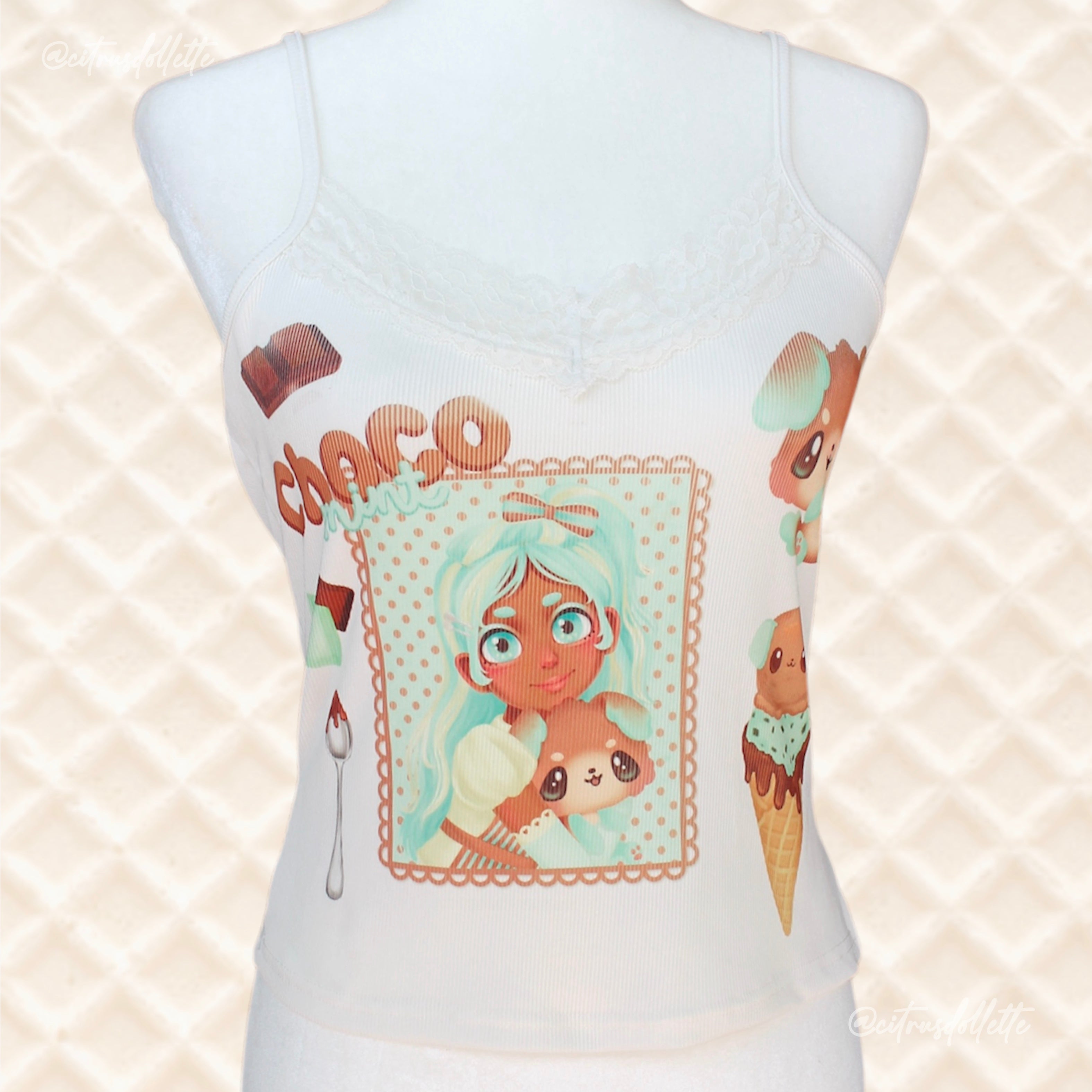 Choco Mint lace trim tank