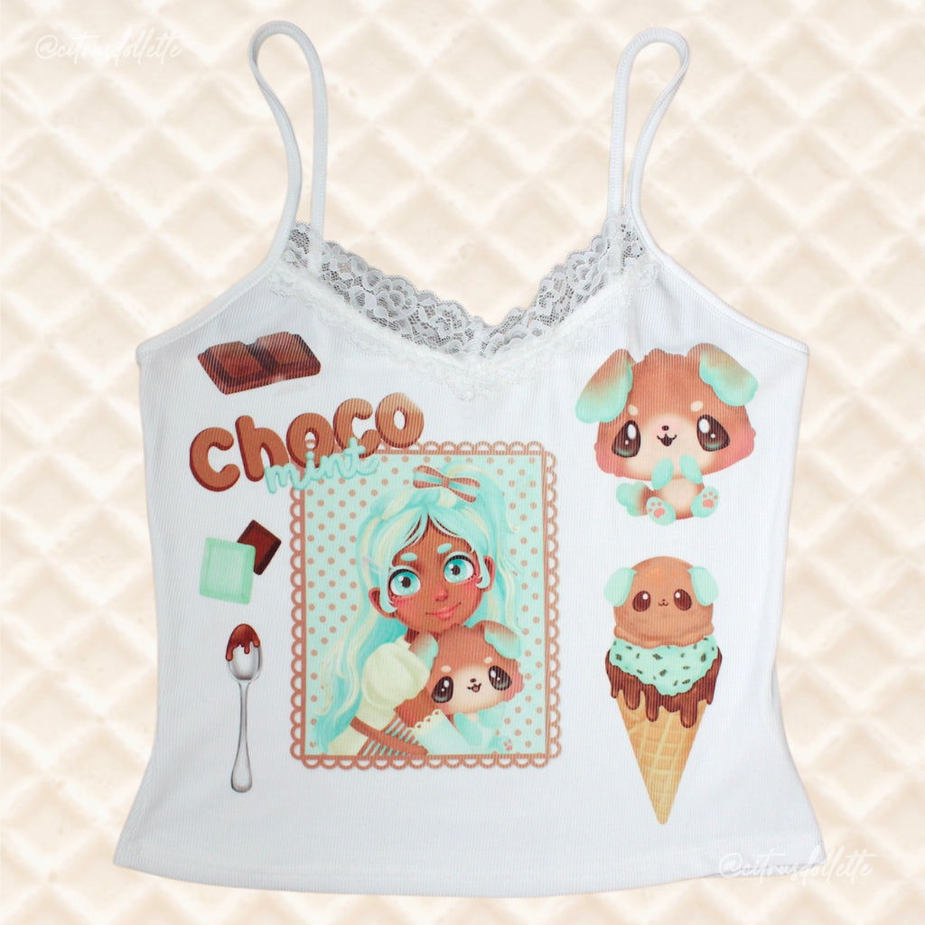 Choco Mint lace trim tank