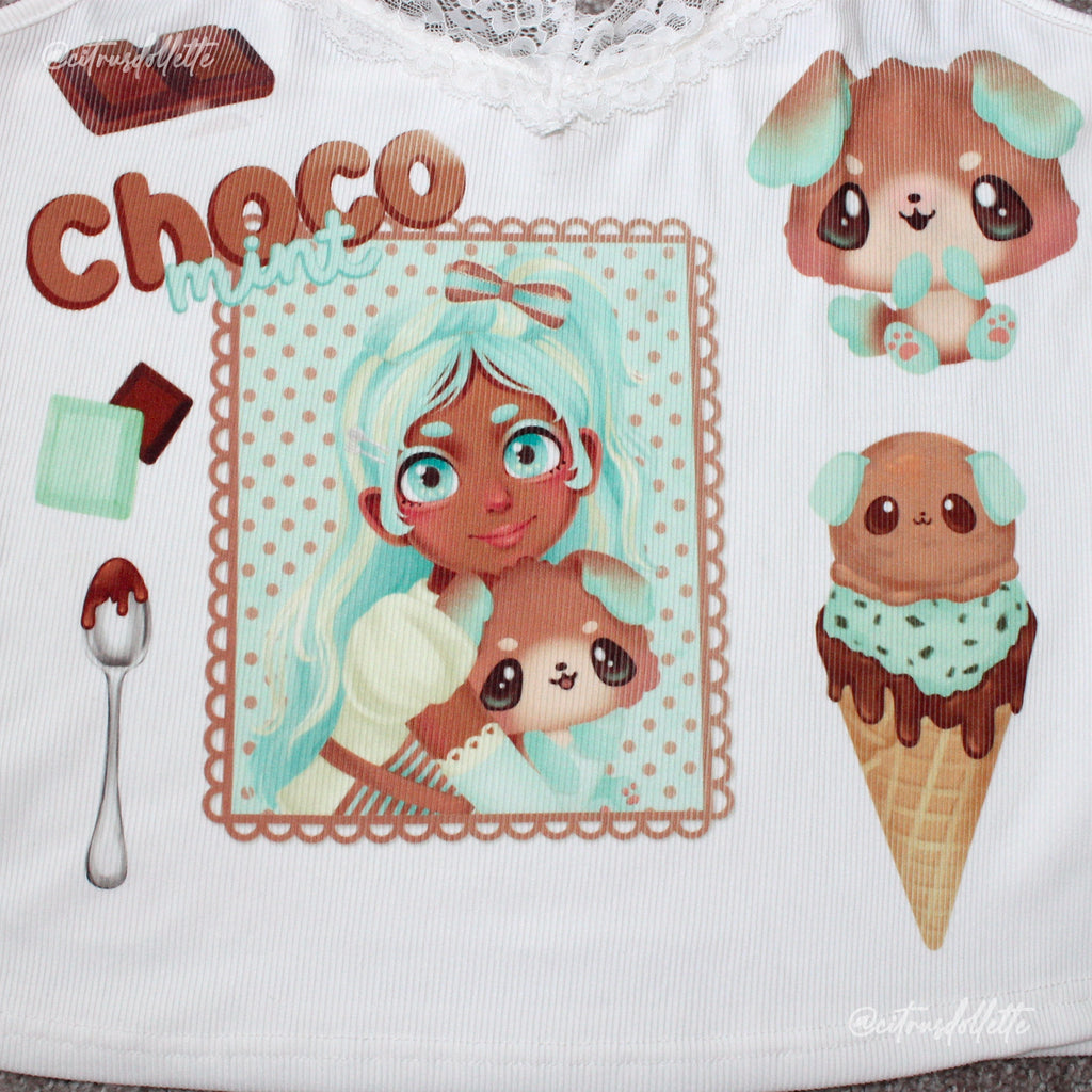 Choco Mint lace trim tank